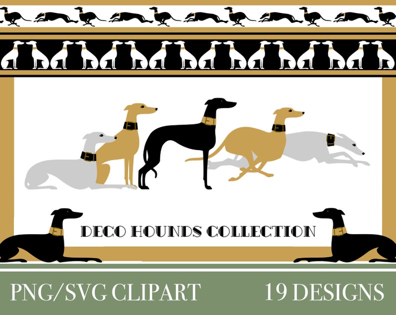 Deco Hounds Collection: Art Deco Greyhounds, Whippets, and Borders ...