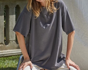 Wren Boyfriend Tee - Vintage Oversized Basic Drop Shoulder Minimalist T-Shirt