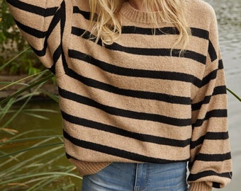 Carmen Sweater - Striped Oversized Knit Sweater