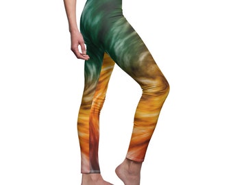 Tie Dye Leggings, Hippie Leggings, Peace and Love Leggings, Women's Leggings, Abstract Floral, Women's Cut & Sew Casual Leggings