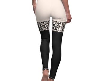 Lace Design Leggings, Stocking Leggings, Thigh High Leggings, Sheer Lace, Thigh High Stockings, Women's Leggings, Goth Girl, Gothic,