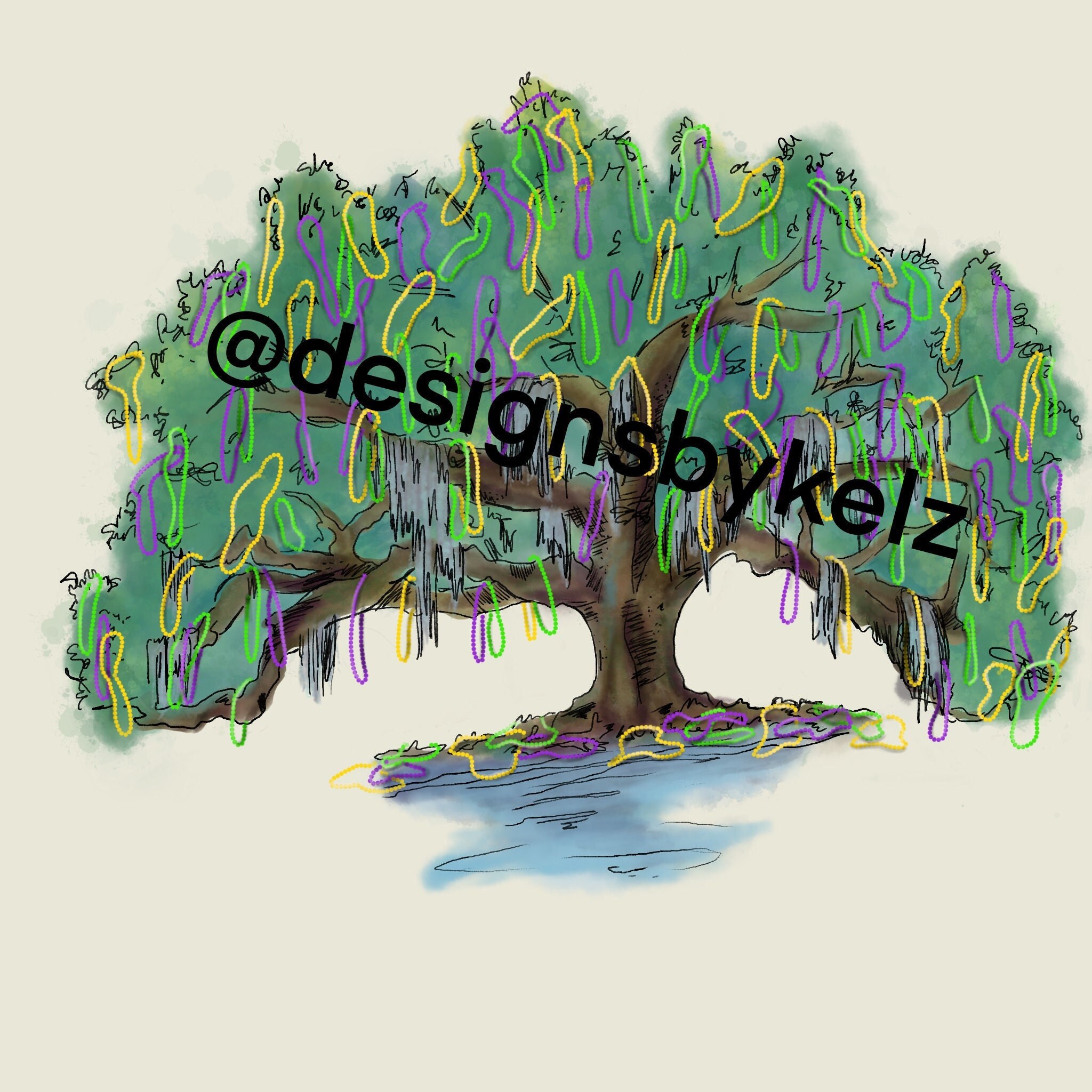 mardi gras tree painting