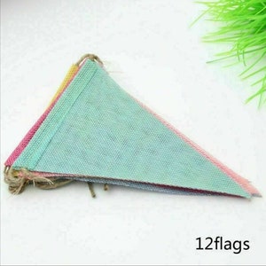 HESSIAN FABRIC BUNTING Multicoloured Rainbow Banner