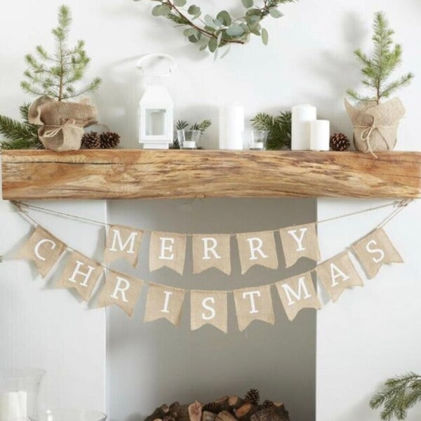 CHRISTMAS HESSIAN BUNTING banner decoration decor burlap