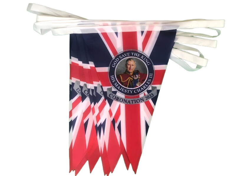 UnionjackStore 10m 30 Flags Union Jack King Charles III Banner Bunting  | etsy.com