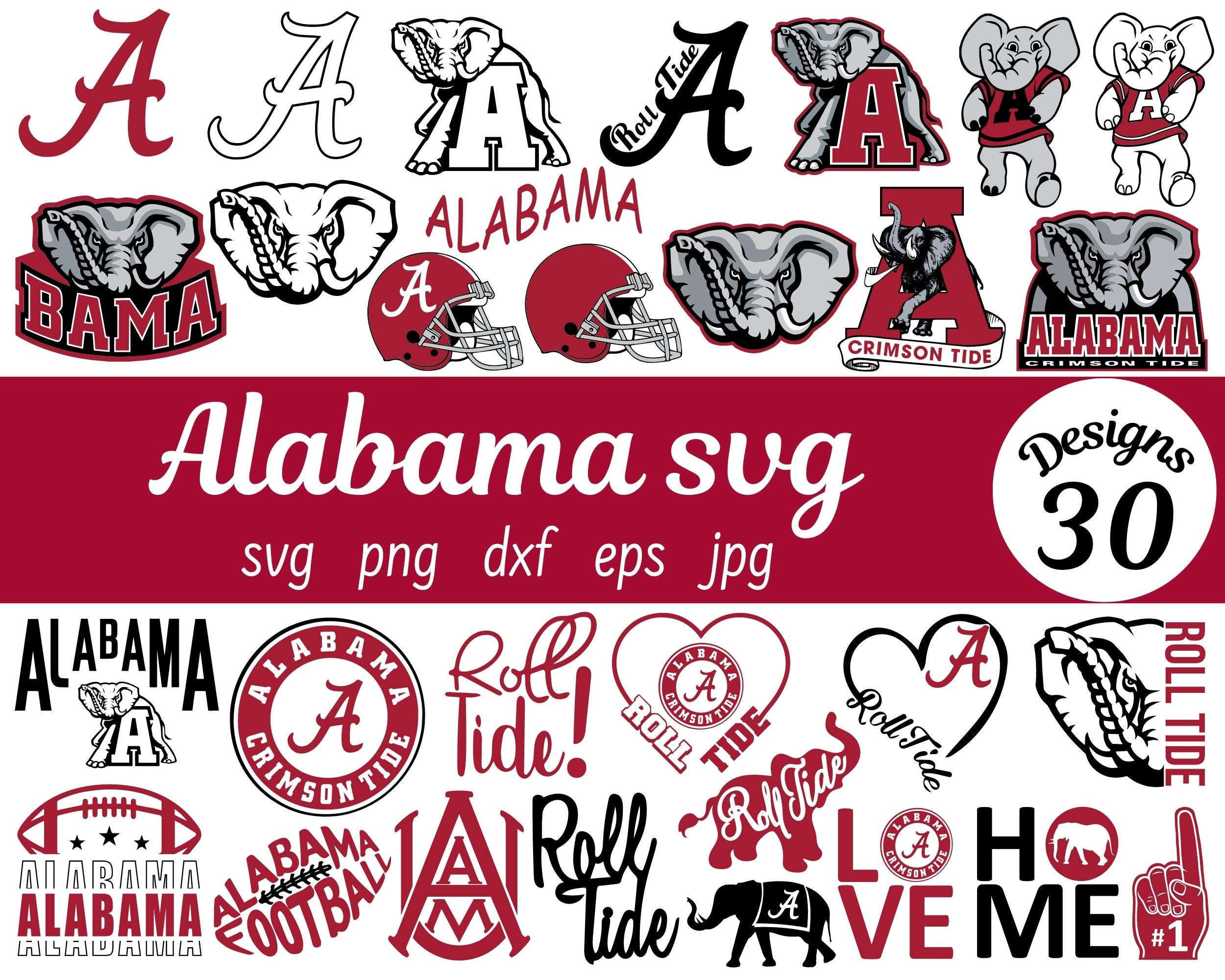 ALABAMA CRIMSON TIDE SVG BUNDLE, ROLL TIDE SVG, ALABAMA CRIMSON LOGO S