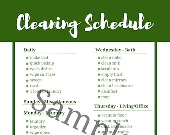 Daily/Weekly Cleaning Schedule