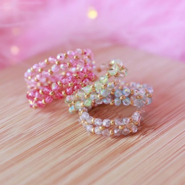 Ethereal Summer Fairy Bead Ring: Multicolour Beaded Jewelry