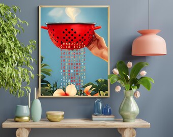 デジタルバイナリコードアート、ギークウォールアート、テクノロジーデコレーション、プログラマーポスター、データサイエンスプリント、デジタルダウンロード、抽象的なテクノロジーアート
