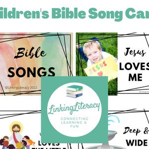 Children's Bible Song Cards for Sunday School or Home Worship - downloadable, printable files