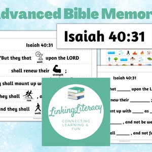 Bible Memorization Game (advanced) Sunday School or Homeschool Bible Class Isaiah 40:31 with bonus cards - instant download and print