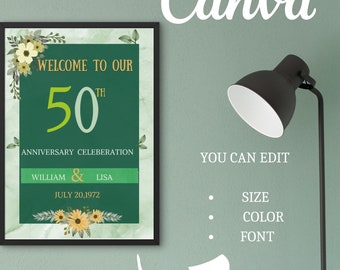 Modèle d'invitation pour le 50e anniversaire de mariage| Téléchargement instantané modifiable | Invitation anniversaire numérique | Cadeaux pour lui | réception de mariage