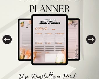 Le planificateur de repas hebdomadaire imprimable est un planificateur de repas numérique, le planificateur de repas notion est un bloc-notes personnalisable