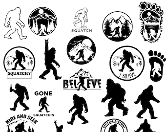 Bigfoot SVG, Signe Bigfoot, Sasquatch SVG, Big Foot SVG, Autocollant Bigfoot, Camping SVG, Aventure SVG, Chasse SVG, Montagnes SVG, Forêt SVG