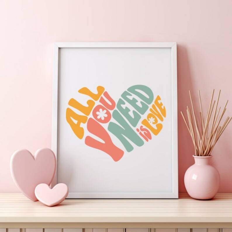 All You Need is Love Print, Valentines Printable Decor, Romantic Art