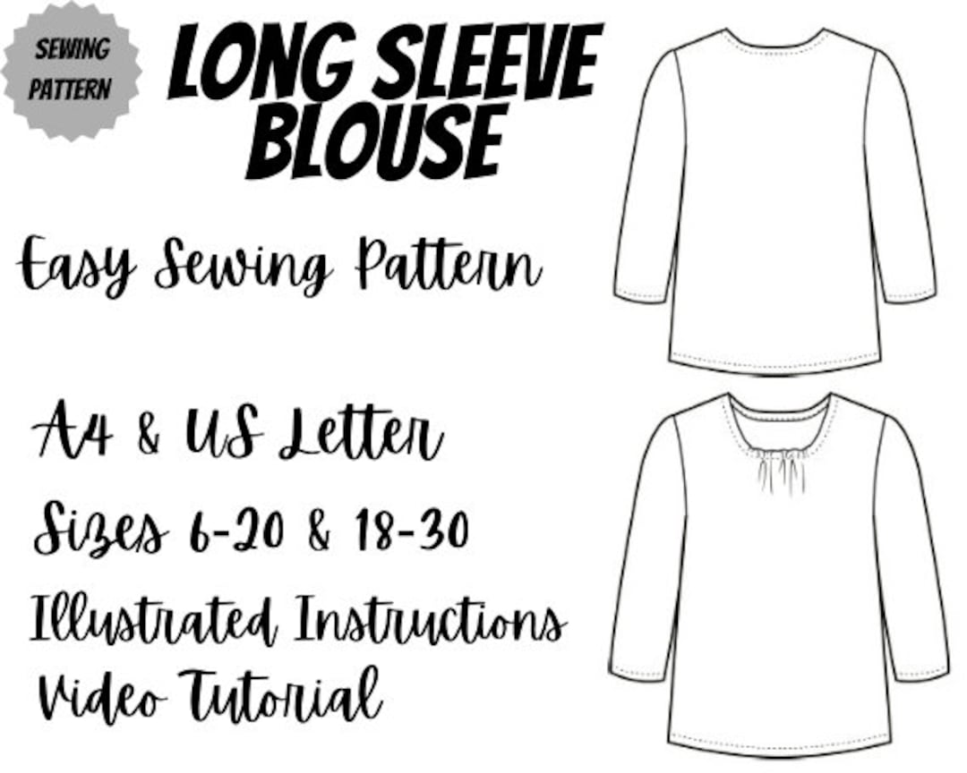 Blouse Sewing Pattern Long Sleeve Blouse Easy Sewing Etsy