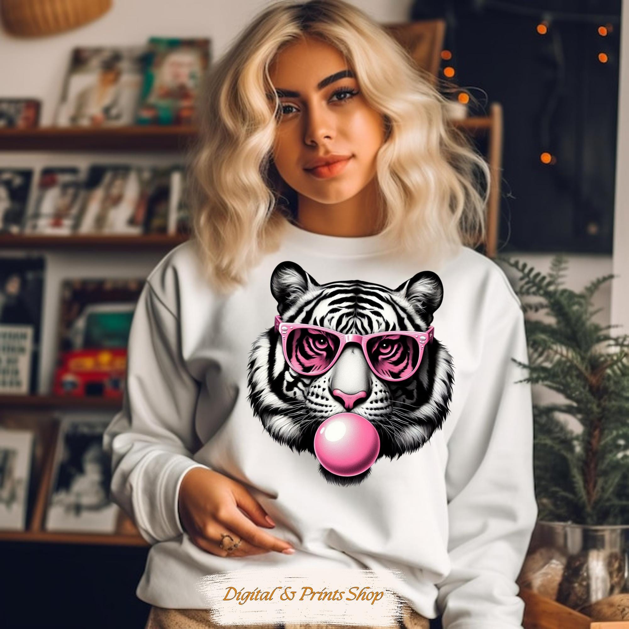 Tiger Png, Tiger Blowing Bubble Png, Tigers Mascot Preppy Png, Preppy