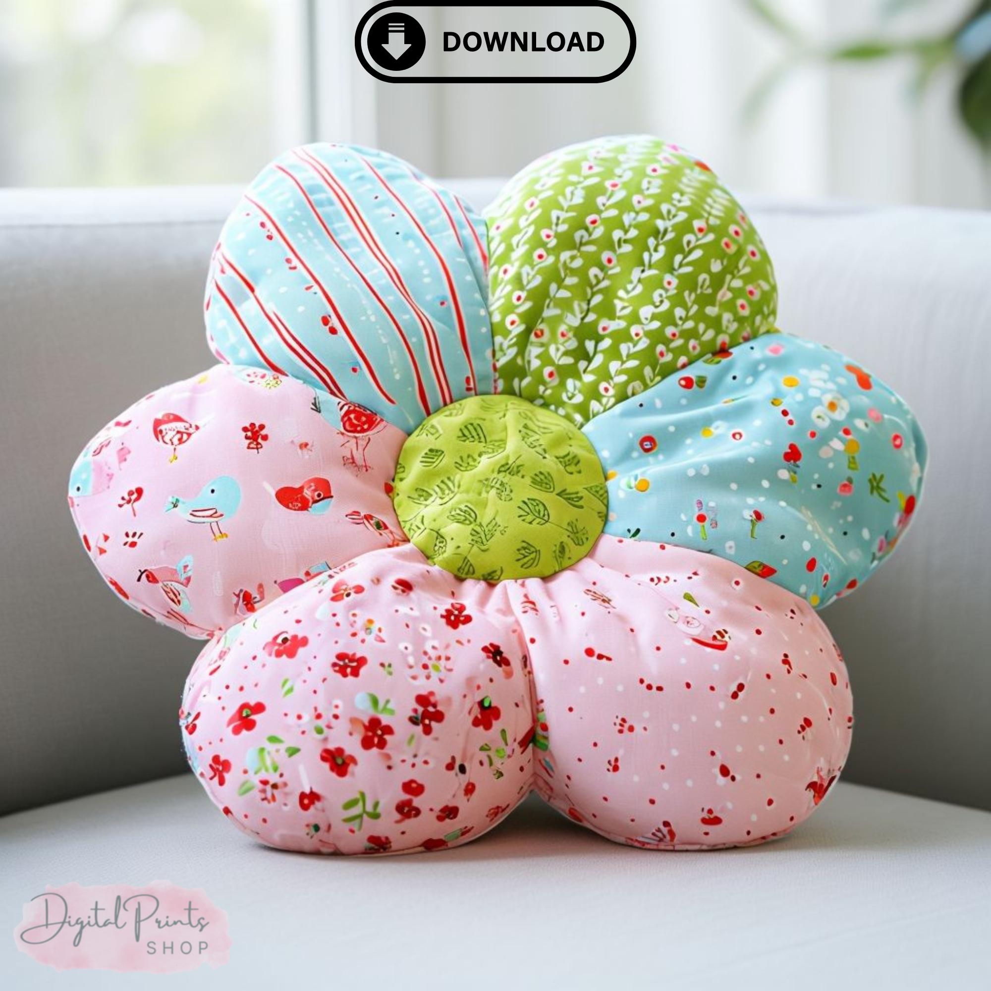 Flower Pillow PDF Sewing Pattern Beginner Sewing DIY Cushion Sewing Tutorial With Step by step Instructions Home Decor Gift Etsy