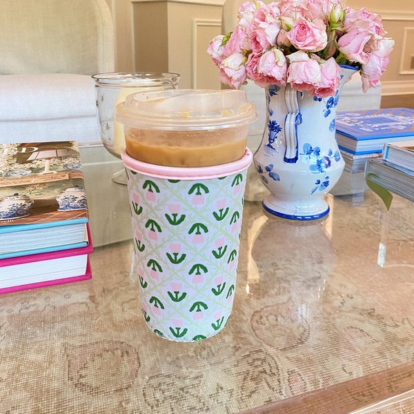 Tulip Fields Iced Coffee Sleeve: Floral Drink Cover