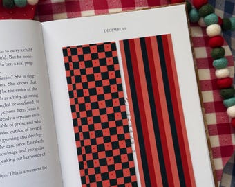 Polka Dot Checkered Double Sided Bookmark: Festive Bookmark