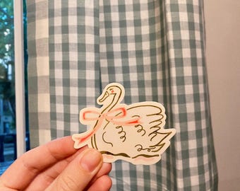 Swan Sticker: Pink Bow, Waterproof Vinyl Decal