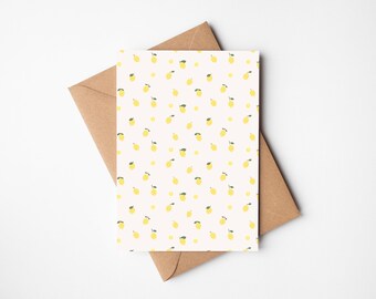 Individual Spring Cards, Lemon Card, Bumble Bee Card, White Flower Card, Spring Card Set, Spring Stationary