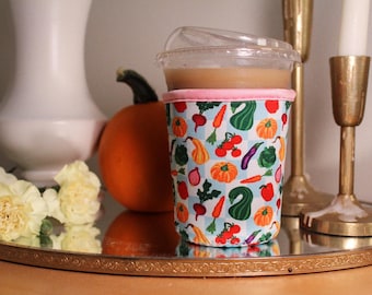 Root Vegetables Iced Coffee Sleeve: Farmer's Market Drink Cover