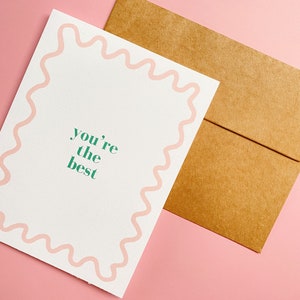 Eres la mejor tarjeta, Tarjeta con garabatos, Tarjeta de agradecimiento moderna, Tarjeta de agradecimiento sencilla, Tarjeta individual con sobre Kraft