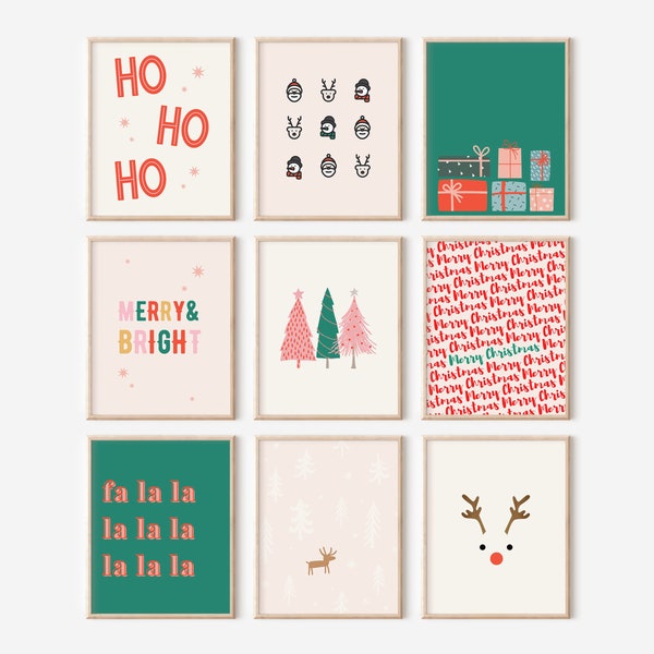 Christmas Art Bundle | Boho Christmas Prints | Festive Home Decor | Holiday Gallery Wall | Retro Christmas Art | Cozy Christmas Decor