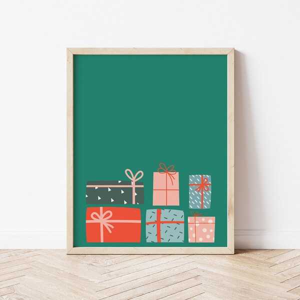 Christmas Present Print | Festive Print | Girly Holiday Print | Retro Christmas