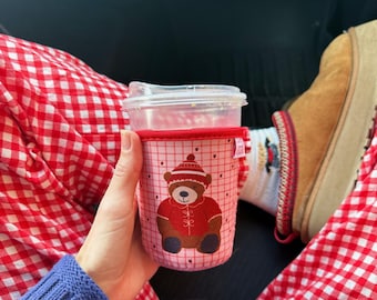 Beary Merry Christmas Iced Coffee Sleeve: Holiday Drink Cover