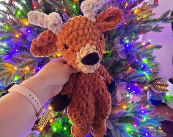 Crochet Deer Lovey Snuggler - Stuffed Animal - Security Blanket - Baby Buck - Reindeer - Fawn - Doe