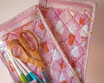 Estuche con cremallera para herramientas de manualidades - Estuche acolchado para ganchillos de crochet