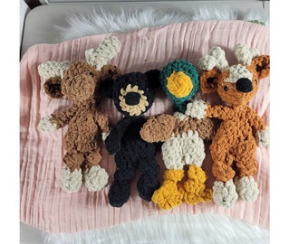 Woodland Nursery Lovey Snuggler - Stuffed Animal - Security Blanket - Baby Deer - Mallard - Moose- Bear