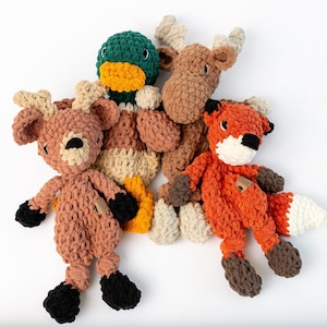 Woodland Nursery Lovey Snuggler - Stuffed Animal - Security Blanket - Baby Deer - Mallard - Moose- Bear