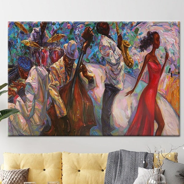 Art abstrait jazz, art afro-américain, art du jazz, art mural musique, art mural musical, club de jazz, chanteur de jazz, musicien, saxophone, pianiste,