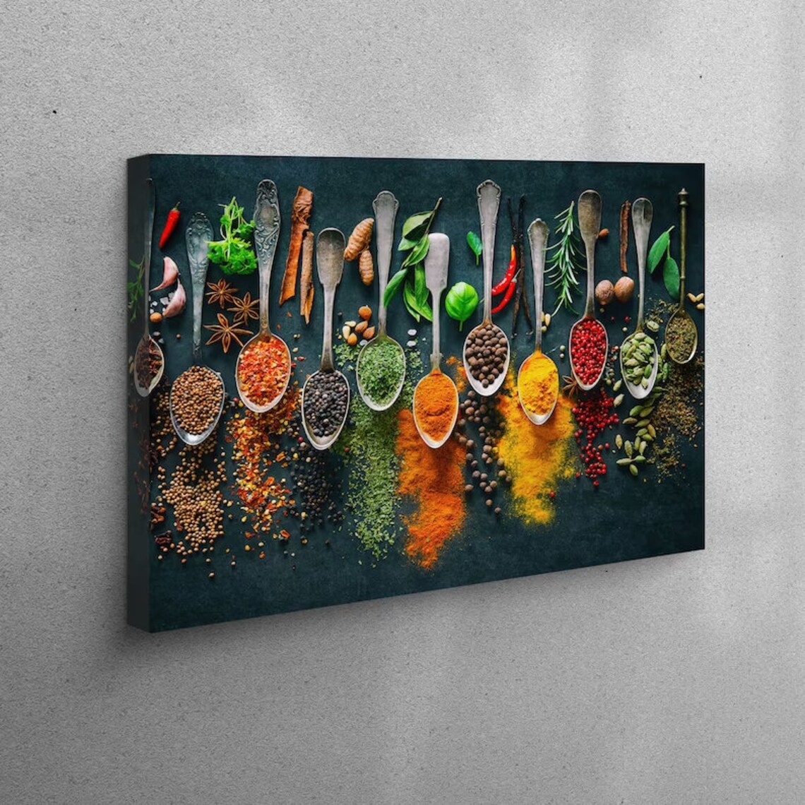 Spices Kitchen Wall Art Indian Spices Canvas Food Wall Etsy