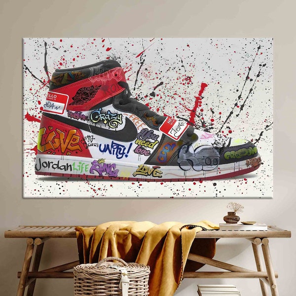 Basket Hype, oeuvre d'art murale chaussures, fichier numérique de chaussure Jordan, baskets Air, déco graffiti chaussures, art mural déco, déco chaussures Air