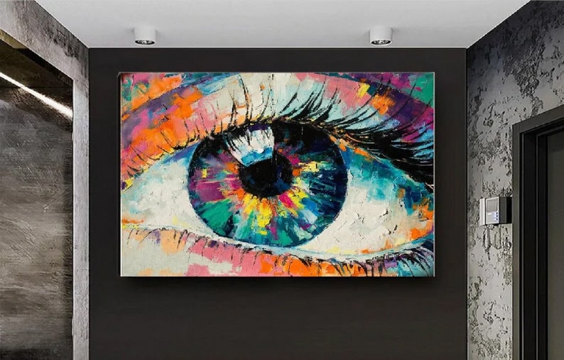 Eye Painting, Eye Wall Art, Eye Wall Decor, Eye Canvas Print, Colorful Wall Art, Colorful