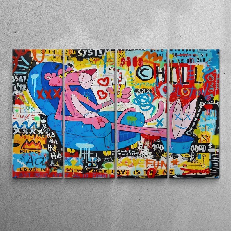 Panther Print Banksy Graffiti Leinwand - What We Do In Life Echoes In Eternity 30,5x20,3cm