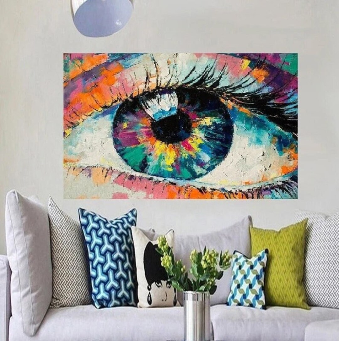 Eye Painting, Eye Wall Art, Eye Wall Decor, Eye Canvas Print, Colorful Wall Art, Colorful