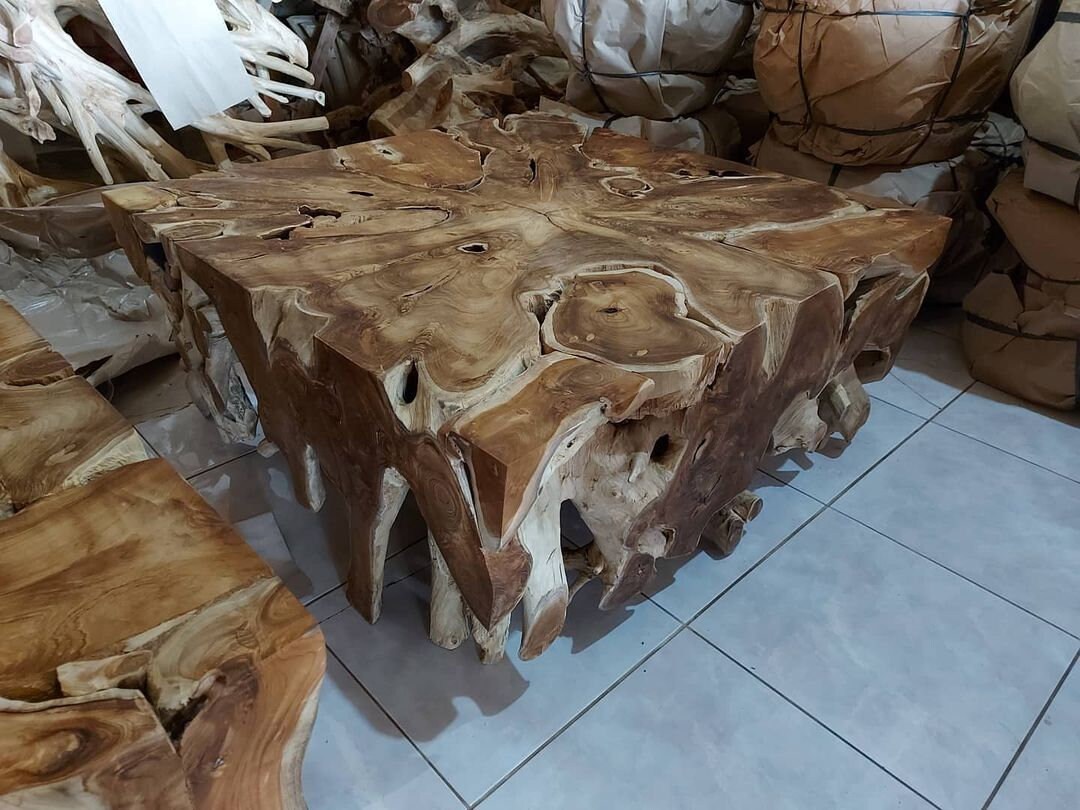 Teak Root Square Coffee Table Driftwood Accent Home Living Etsy