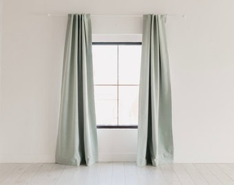 Seaside Sage 100% Blackout Curtains, 12 Colors, Blackout Panels for Bedroom, Nursery, Hidden Ring Header, Block out Sunlight