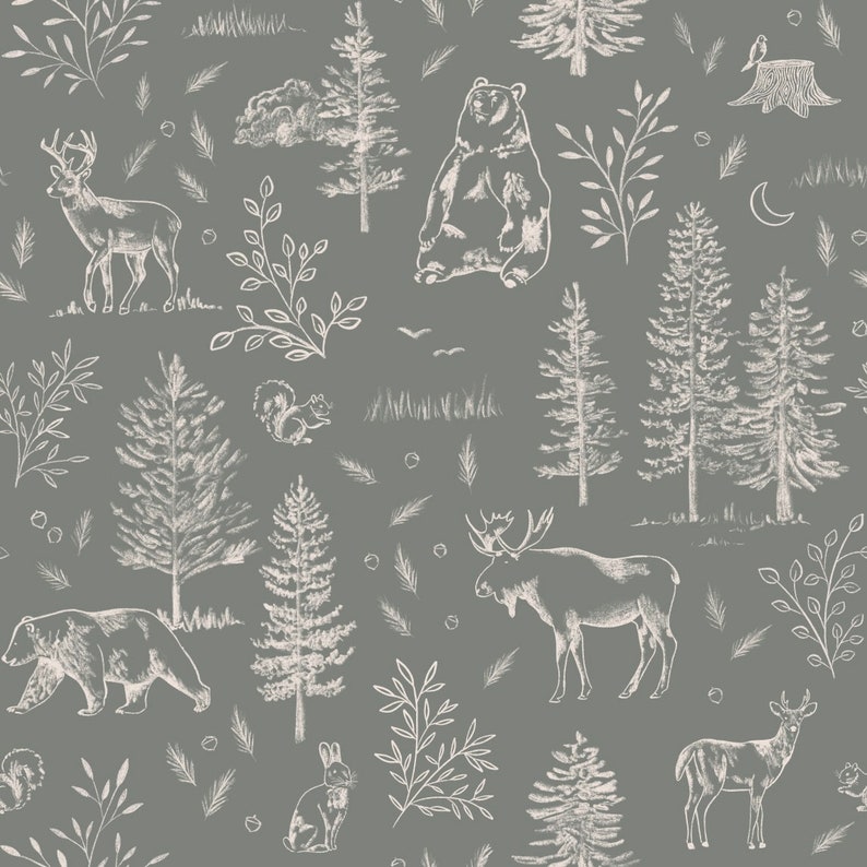 Animal Nature Removable Wallpaper Neutral Leaves Wallpaper Etsy