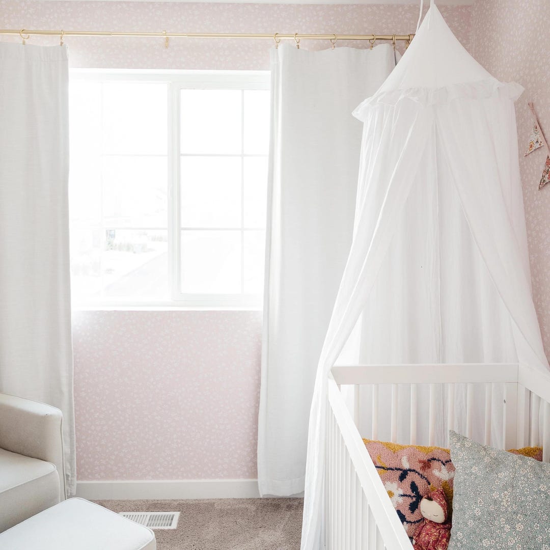 Elsie Wallpaper: Soft Blush Floral Nursery Wall Decor for Baby Girl ...
