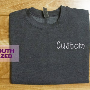 Felpa personalizzata per ragazzi, Felpa per ragazzi ricamata, Maglia per ragazzi personalizzata, Più colori di filo, Più opzioni di carattere