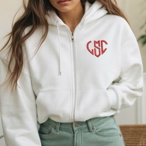 Custom Monogram Full-Zip Hoodie, Embroidered Full-Zip Hoodie, Personalized Hoodie, More Monogram Styles, More Thread Colors