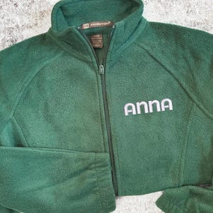 Custom Embroidered Women’s Full Zip Fleece Jacket with Name, Personalized Fleece with Pockets, Custom Text Front Zip Pullover