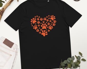 Paw Prints Heart Dog - Unisex organic cotton t-shirt