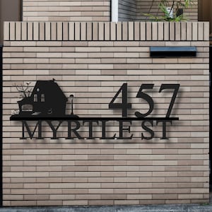 Custom Metal Sign House Number and Street Name | Personalized Address Plaque | Modern Home Decor  Premium Quality Metal Sign | MId Century
